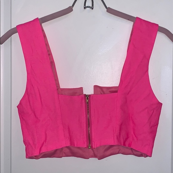 Neon Pink Bralette Style Crop Top - Picture 3 of 4